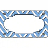 Light Blue White Chevron Center Scallop Metal Novelty License Plate 4" x 2.2" (MLP)