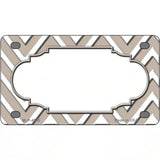 Tan White Chevron Center Scallop Metal Novelty License Plate 4" x 2.2" (MLP)
