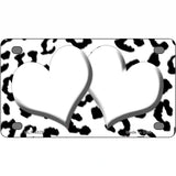 White Black Cheetah White Center Hearts Metal Novelty License Plate 4" x 2.2" (MLP)