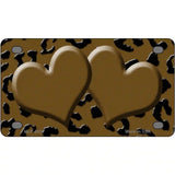 Brown Black Cheetah Brown Center Hearts Metal Novelty License Plate 4" x 2.2" (MLP)