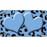 Light Blue Black Cheetah Light Blue Center Hearts Metal Novelty License Plate 4" x 2.2" (MLP)