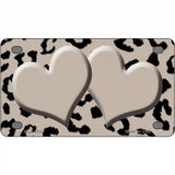 Tan Black Cheetah Tan Center Hearts Metal Novelty License Plate 4" x 2.2" (MLP)