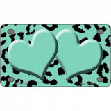 Mint Black Cheetah Mint Center Hearts Metal Novelty License Plate 4" x 2.2" (MLP)