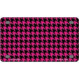 Pink Black Houndstooth Metal Novelty License Plate 4" x 2.2" (MLP)