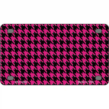 Pink Black Houndstooth Metal Novelty License Plate 4" x 2.2" (MLP)