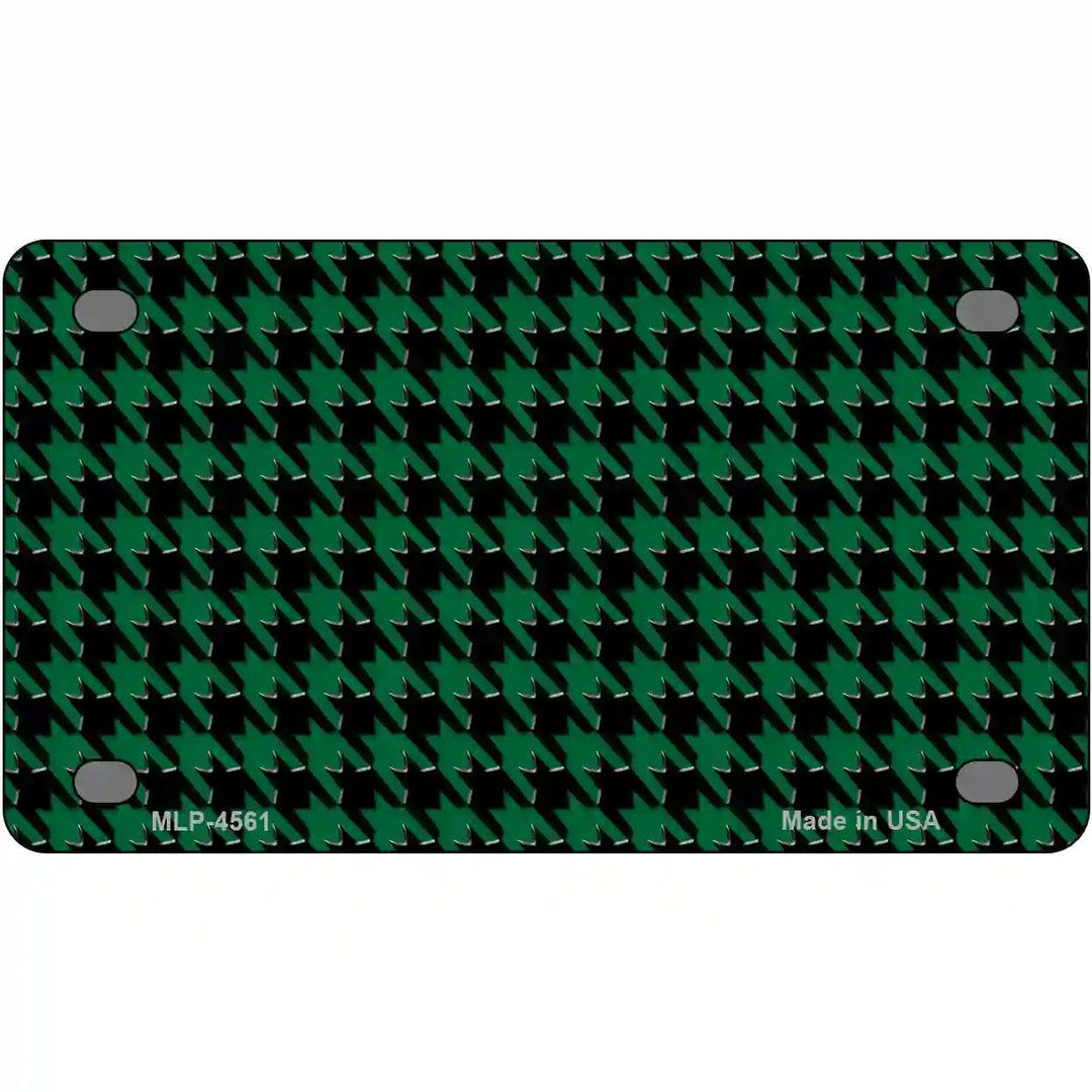 Green Black Houndstooth Metal Novelty License Plate 4" x 2.2" (MLP)