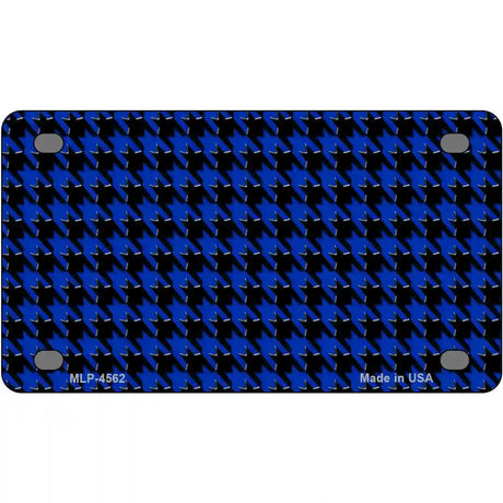 Blue Black Houndstooth Metal Novelty License Plate 4" x 2.2" (MLP)