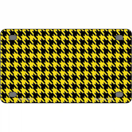 Yellow Black Houndstooth Metal Novelty License Plate 4" x 2.2" (MLP)