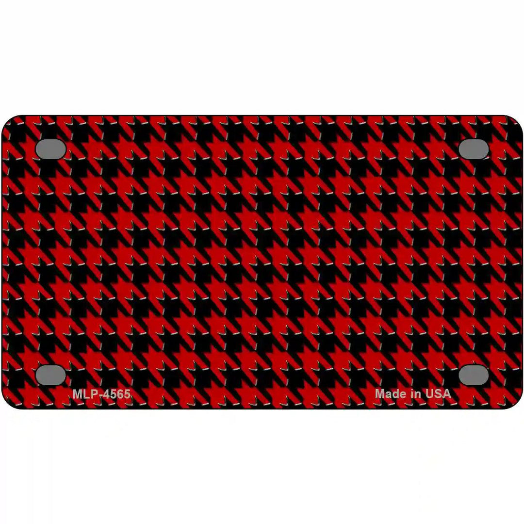 Red Black Houndstooth Metal Novelty License Plate 4" x 2.2" (MLP)
