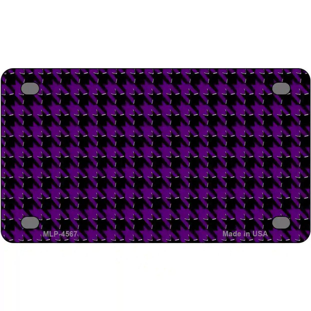 Purple Black Houndstooth Metal Novelty License Plate 4" x 2.2" (MLP)