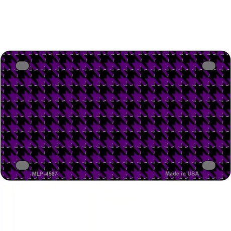 Purple Black Houndstooth Metal Novelty License Plate 4" x 2.2" (MLP)