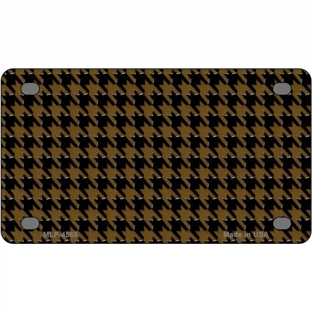 Brown Black Houndstooth Metal Novelty License Plate 4" x 2.2" (MLP)