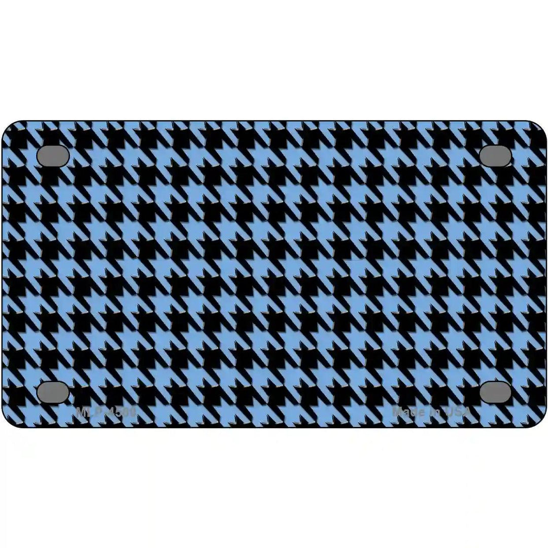Light Blue Black Houndstooth Metal Novelty License Plate 4" x 2.2" (MLP)