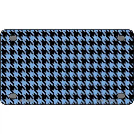 Light Blue Black Houndstooth Metal Novelty License Plate 4" x 2.2" (MLP)