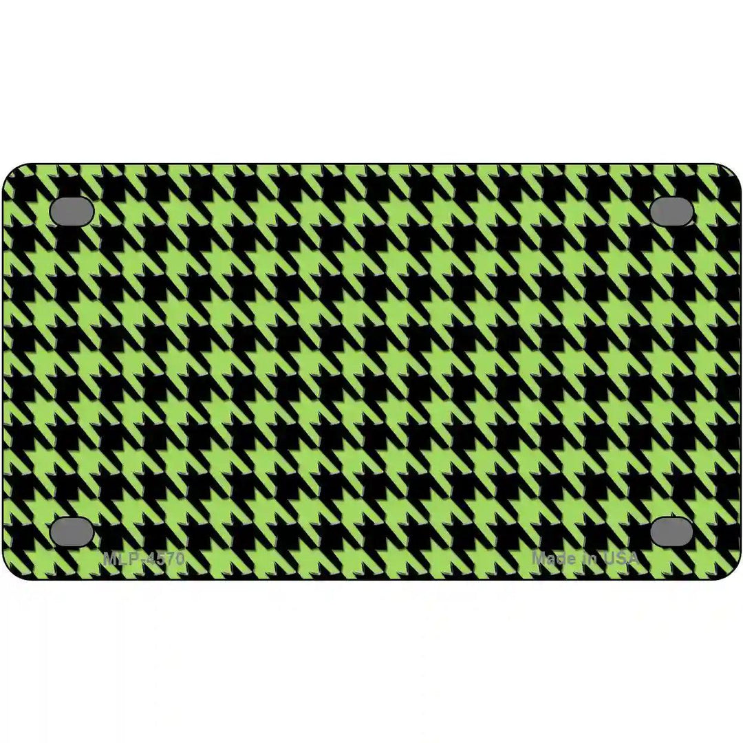 Lime Green Black Houndstooth Metal Novelty License Plate 4" x 2.2" (MLP)