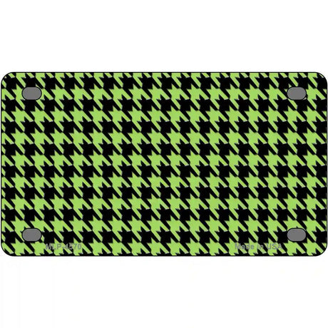 Lime Green Black Houndstooth Metal Novelty License Plate 4" x 2.2" (MLP)