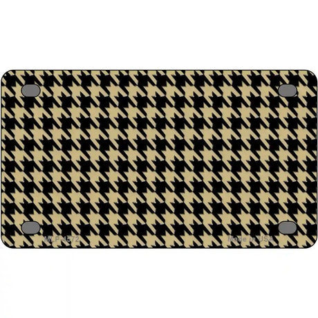 Gold Black Houndstooth Metal Novelty License Plate 4" x 2.2" (MLP)