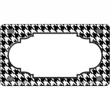 White Black Houndstooth Scallop Center Metal Novelty License Plate 4" x 2.2" (MLP)