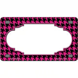 Pink Black Houndstooth Scallop Center Metal Novelty License Plate 4" x 2.2" (MLP)