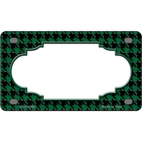 Green Black Houndstooth Scallop Center Metal Novelty License Plate 4" x 2.2" (MLP)