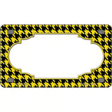 Yellow Black Houndstooth Scallop Center Metal Novelty License Plate 4" x 2.2" (MLP)