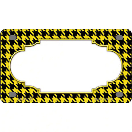 Yellow Black Houndstooth Scallop Center Metal Novelty License Plate 4" x 2.2" (MLP)