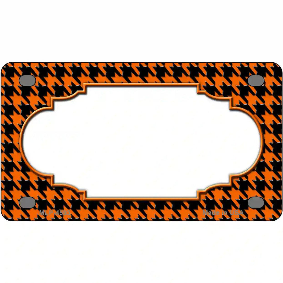 Orange Black Houndstooth Scallop Center Metal Novelty License Plate 4" x 2.2" (MLP)