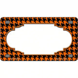 Orange Black Houndstooth Scallop Center Metal Novelty License Plate 4" x 2.2" (MLP)