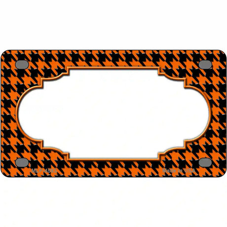 Orange Black Houndstooth Scallop Center Metal Novelty License Plate 4" x 2.2" (MLP)