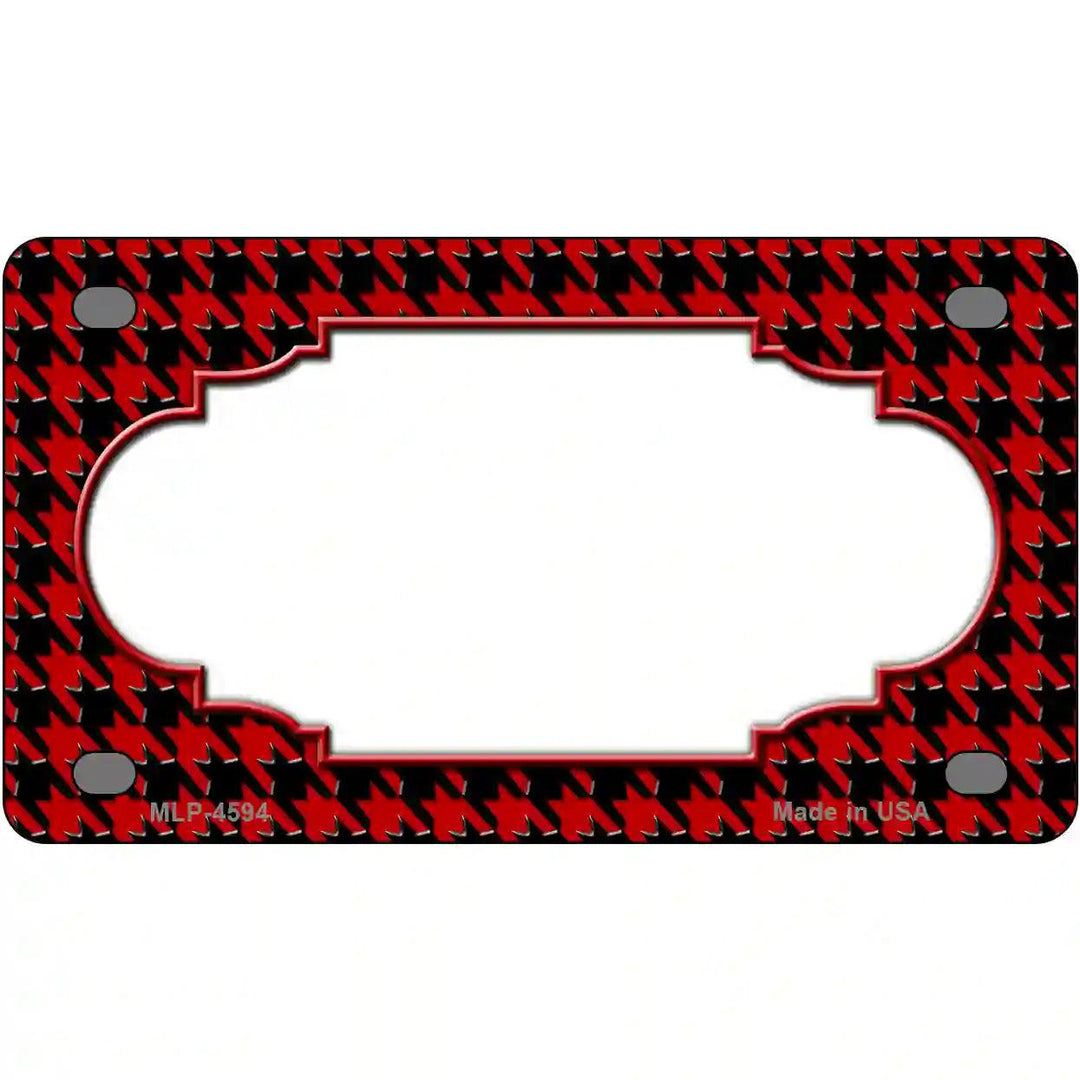 Red Black Houndstooth Scallop Center Metal Novelty License Plate 4" x 2.2" (MLP)