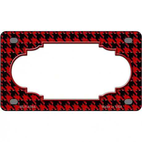 Red Black Houndstooth Scallop Center Metal Novelty License Plate 4" x 2.2" (MLP)