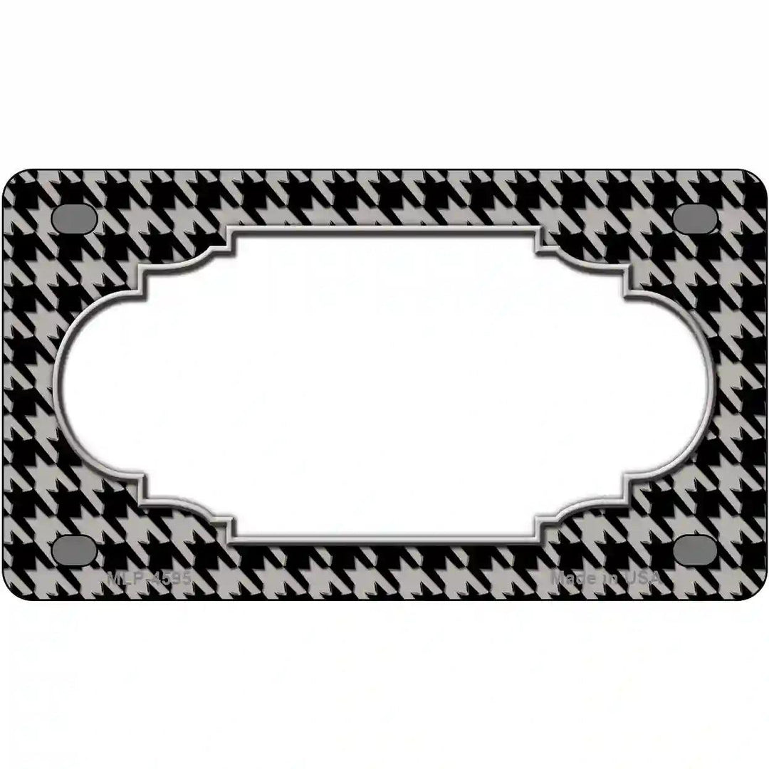 Grey Black Houndstooth Scallop Center Metal Novelty License Plate 4" x 2.2" (MLP)