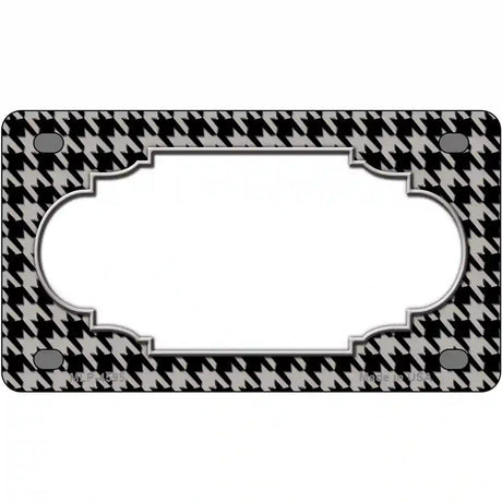Grey Black Houndstooth Scallop Center Metal Novelty License Plate 4" x 2.2" (MLP)