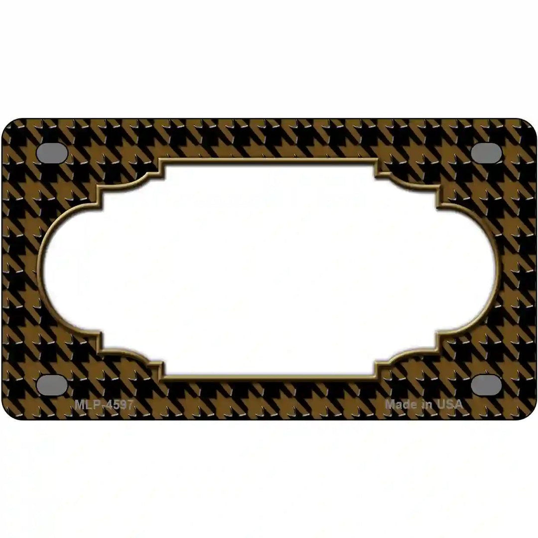 Brown Black Houndstooth Scallop Center Metal Novelty License Plate 4" x 2.2" (MLP)