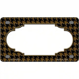 Brown Black Houndstooth Scallop Center Metal Novelty License Plate 4" x 2.2" (MLP)