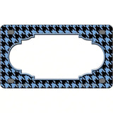 Light Blue Black Houndstooth Scallop Center Metal Novelty License Plate 4" x 2.2" (MLP)