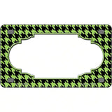 Lime Green Black Houndstooth Scallop Center Metal Novelty License Plate 4" x 2.2" (MLP)