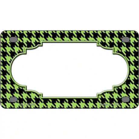 Lime Green Black Houndstooth Scallop Center Metal Novelty License Plate 4" x 2.2" (MLP)