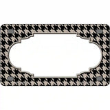 Tan Black Houndstooth Scallop Center Metal Novelty License Plate 4" x 2.2" (MLP)
