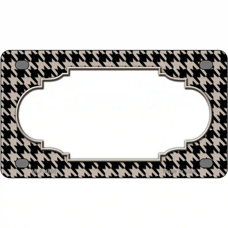 Tan Black Houndstooth Scallop Center Metal Novelty License Plate 4" x 2.2" (MLP)