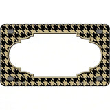 Gold Black Houndstooth Scallop Center Metal Novelty License Plate 4" x 2.2" (MLP)