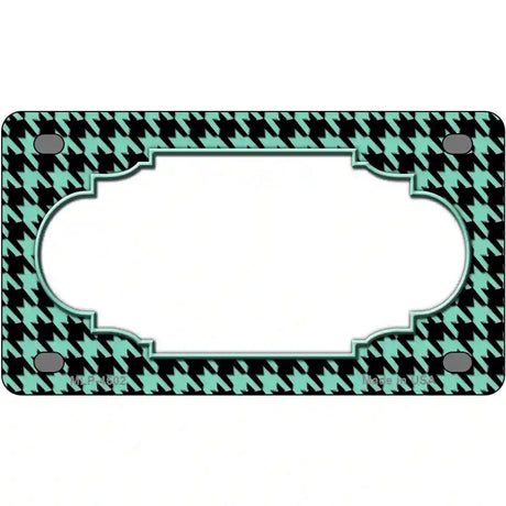 Mint Black Houndstooth Scallop Center Metal Novelty License Plate 4" x 2.2" (MLP)