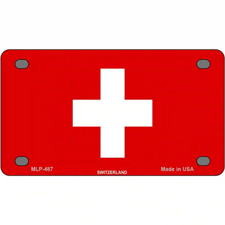 Switzerland Flag Metal Novelty License Plate 4" x 2.2" (MLP)