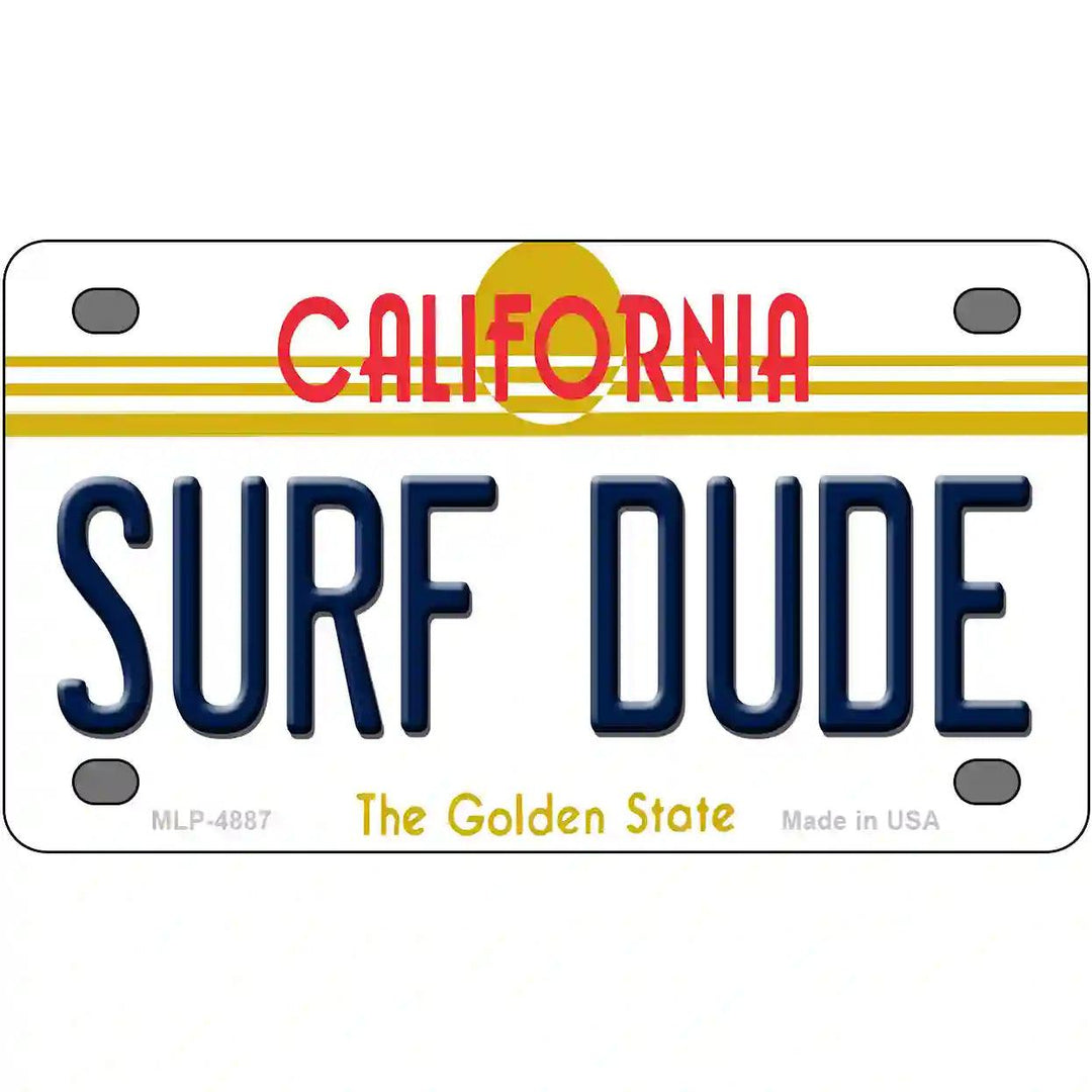 Surf Dude California Novelty Metal License Plate 4" x 2.2" (MLP)