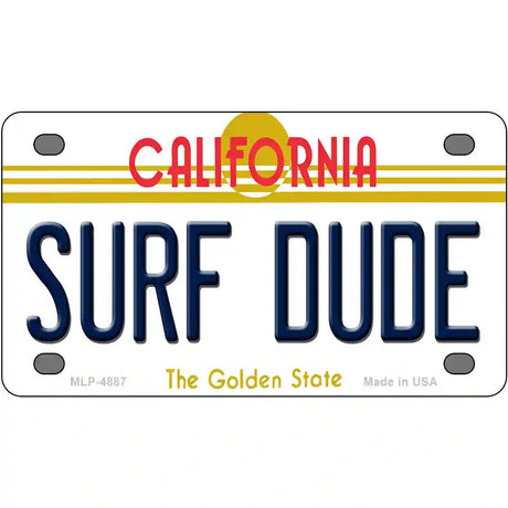 Surf Dude California Novelty Metal License Plate 4" x 2.2" (MLP)