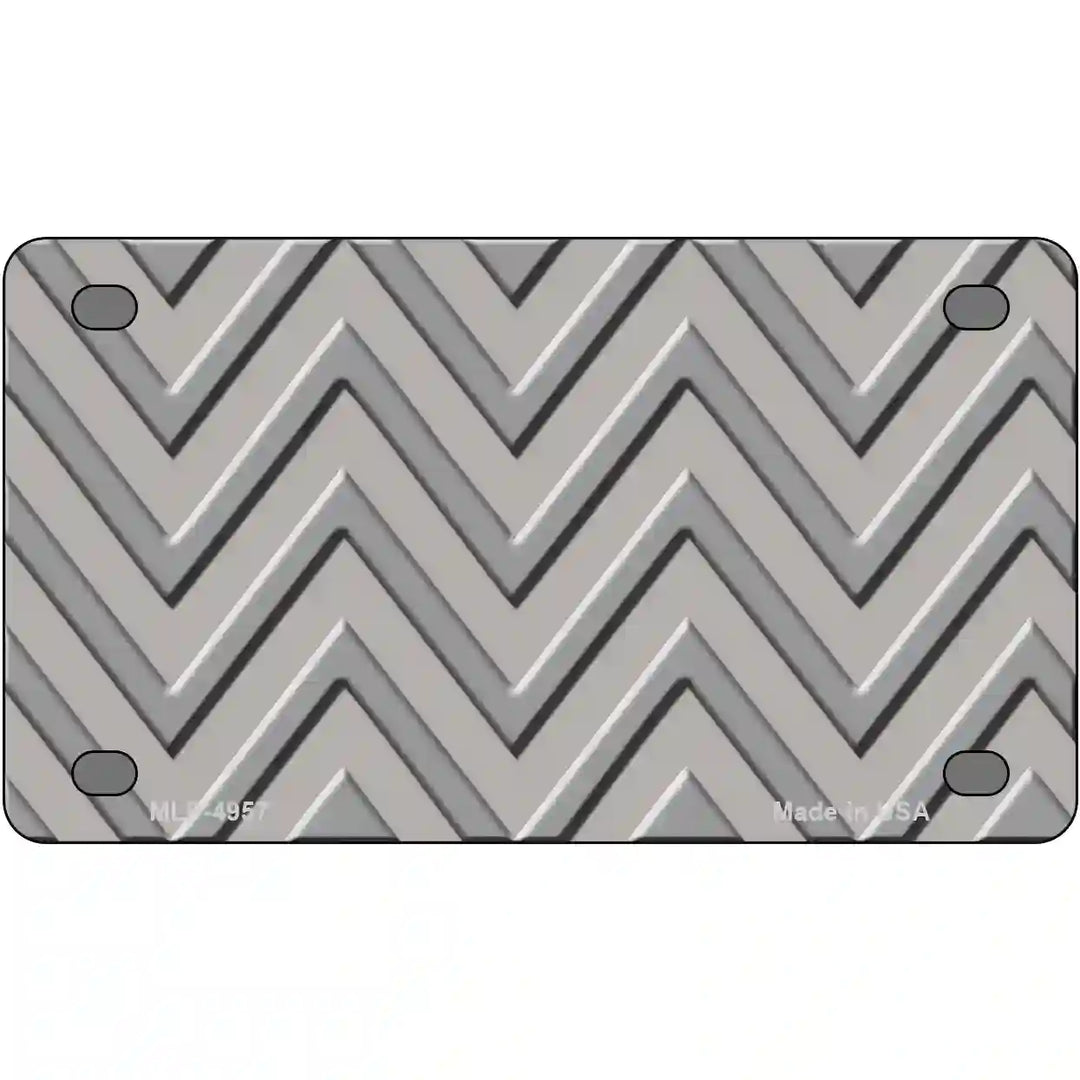 Grey Light Grey Chevron Metal Novelty License Plate 4" x 2.2" (MLP)