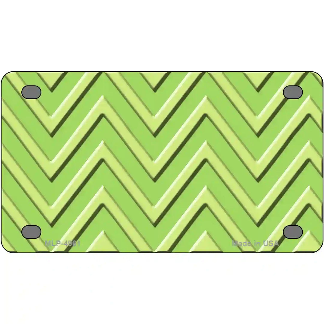 Lime Green Lighter Lime Green Chevron Metal Novelty License Plate 4" x 2.2" (MLP)