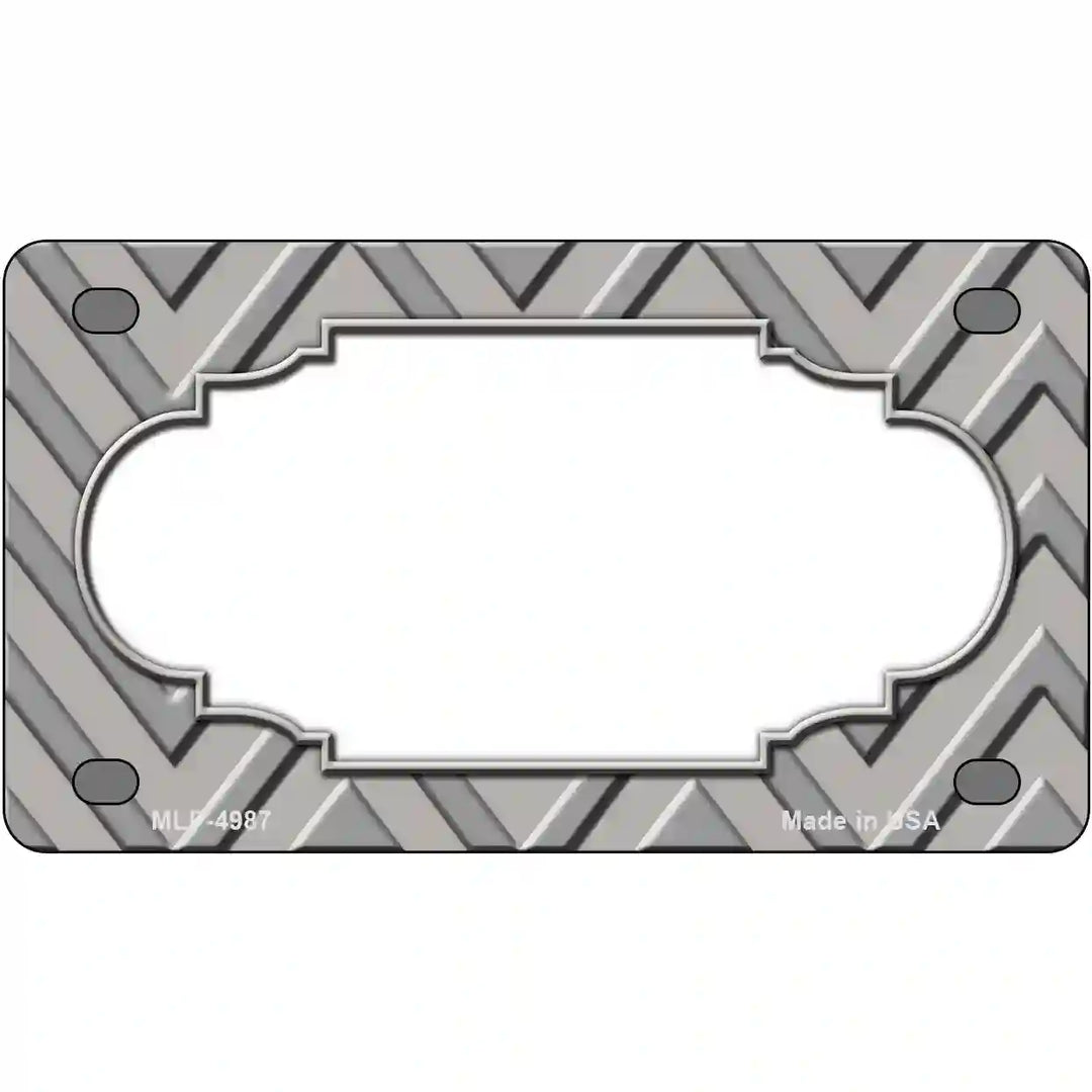 Grey Light Grey Scallop Chevron Metal Novelty License Plate 4" x 2.2" (MLP)