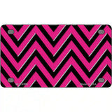 Pink Black Chevron Metal Novelty License Plate 4" x 2.2" (MLP)