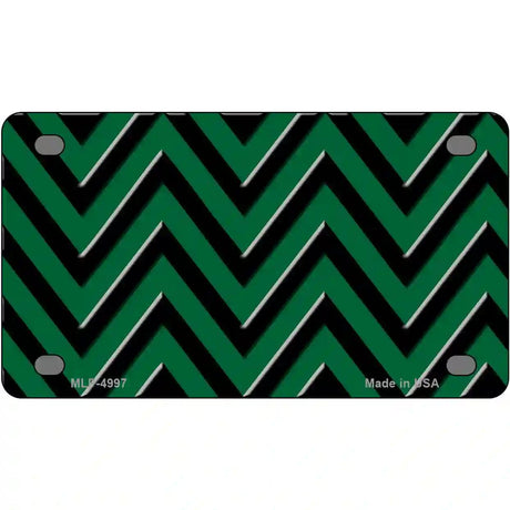 Green Black Chevron Metal Novelty License Plate 4" x 2.2" (MLP)